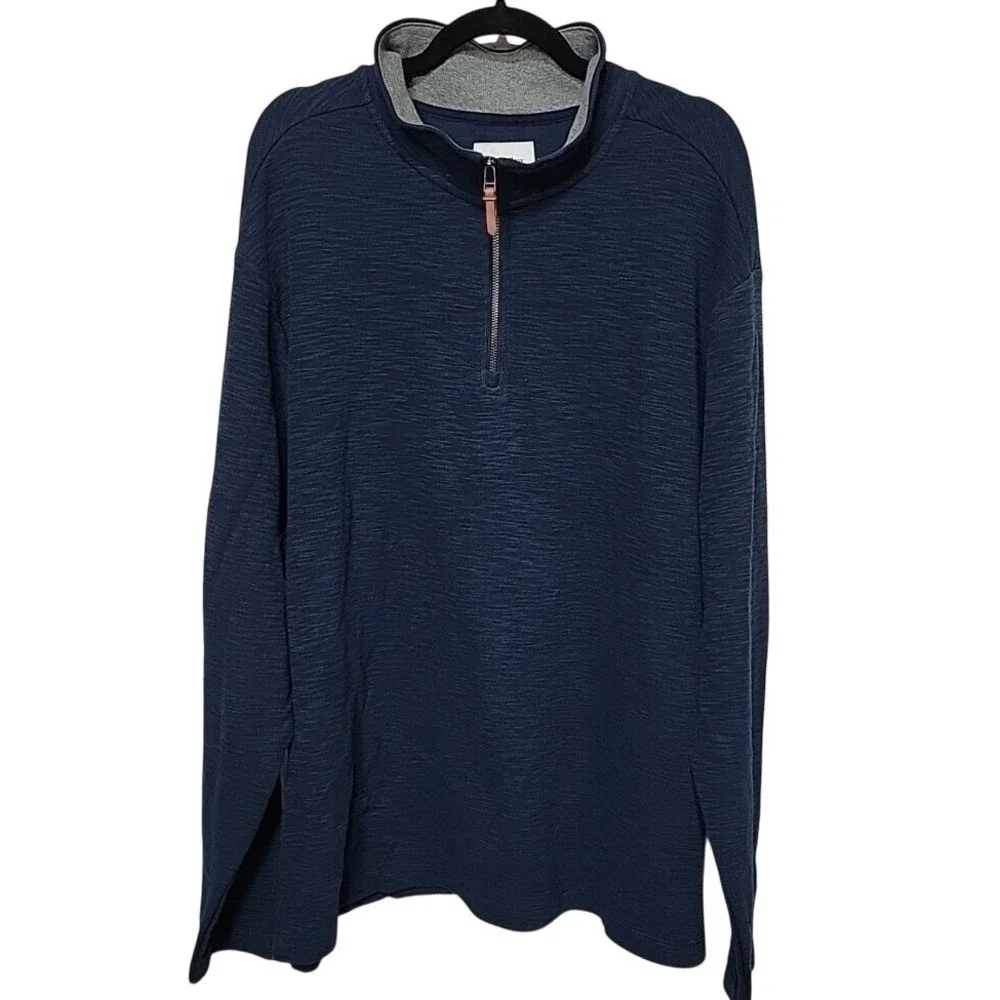 Goodfellow & Co Mens XXL Navy‎ Blue Slub Knit Quarter Zip Pullover Sweater NWT